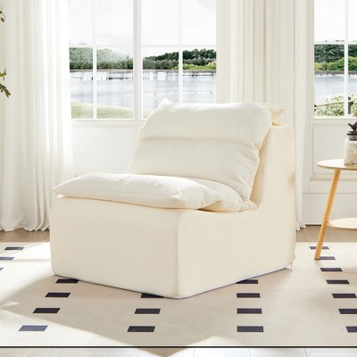 VYNXARIA Accent Armless Chair Lazy Floor Seating, Single Sofa Lounger Leisure Accent Single Couch with Backrest, Single Seat
