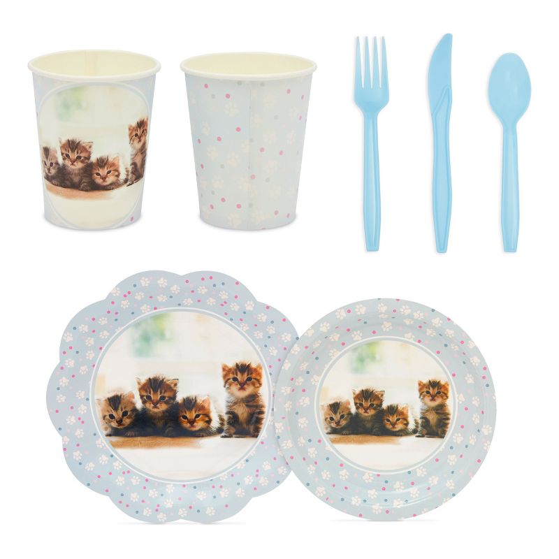 Sparkle and Bash 217 Pieces Cat Birthday Decorations, Kitty Dinnerware Set, Banner, Favor Boxes, Balloons (Serves 24), 3 of 6