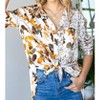 Women's Floral Block Button Down Satin Shirt - First Love - 2 of 2