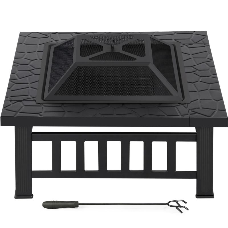 Yaheetech 32in Fire Pit Table Square Metal Firepit Stove Backyard Garden Fireplace for Camping, 1 of 8