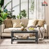 Homcom Farmhouse Style Coffee Table With Wood Frame, Tempered Glass ...