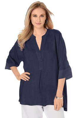 Jessica London Hi-Low Linen Tunic