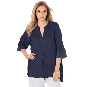 Jessica London Hi-Low Linen Tunic - 1 of 4