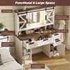 Farmhouse Makeup Vanity with Sliding Cabinets, White Vanity Desk with Lighted Mirror and Power Outlet - 3 of 4