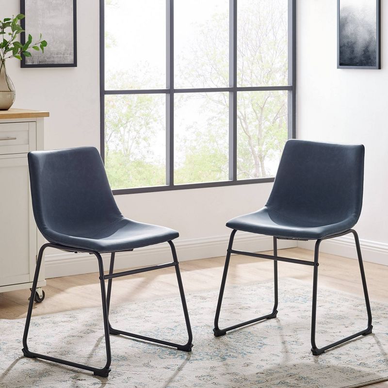 Set of 2 Laslo Modern Upholstered Faux Leather Dining Chairs - Saracina Home, 3 of 14