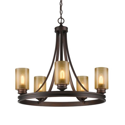 Golden Lighting Hidalgo 5-Light Chandelier in Sovereign Bronze with Regal Glass