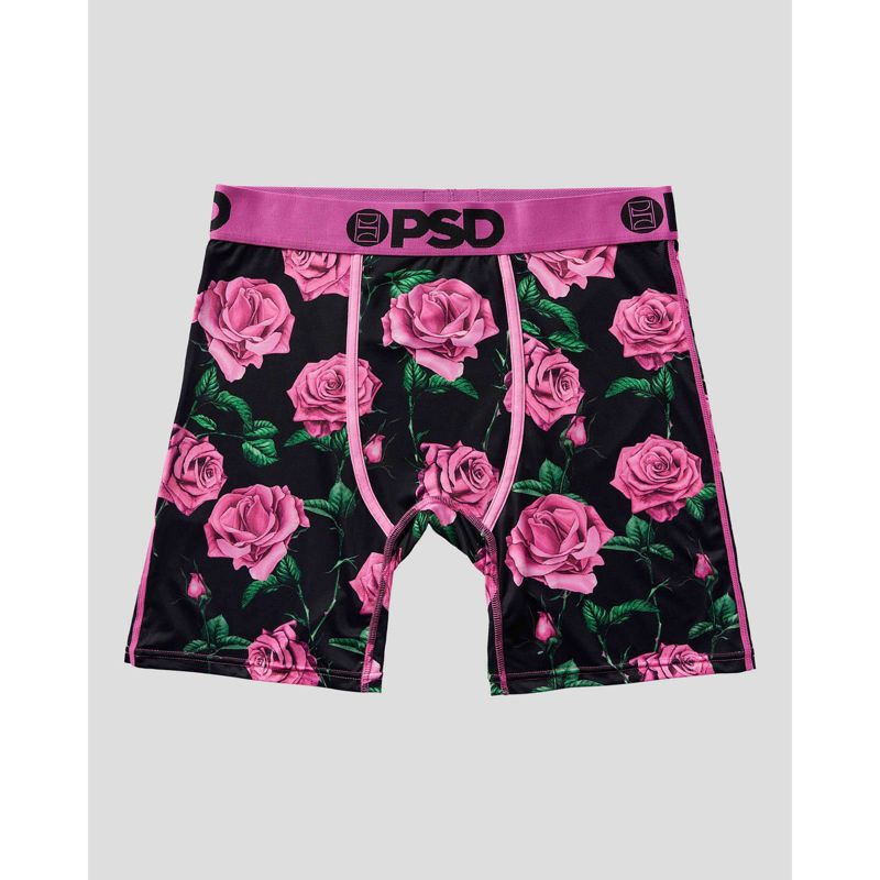 PSD Men&#39;s Rose Floral Print Boxer Briefs 2pk - Pink/Green/Black, 2 of 4