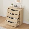 Yellow 4 Drawer Wood Dresser with Embedded Handles Modern Storage Cabinet for Bedroom Nursery Entryway and Living Room Natural Finish - 3 of 4
