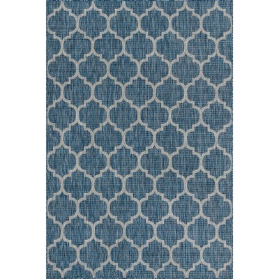 Unique Loom 6' 1 x 9' 0 Rectangle Indoor/Outdoor Trellis Navy Blue Area Rug