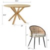 5-Piece Round Dining Set for 4, Dining Table Set with Bouclé Fabric Mesh Rattan Backrest Armreat Dining Chair, Dining Room Furniture - Maison Boucle - 2 of 4