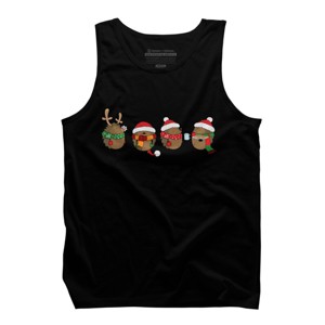 Men's Design By Humans Christmas hedgehogs By Mangulica Tank Top - 1 of 4