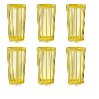 TAG Villa 22 oz Yellow Acrylic Tumbler BPA-Free, Dishwasher Safe, Durable Drinkware Set of 6