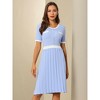 Hobemty Women's Pleated Short Sleeve Sleeveless Knitted Contrast Color Dress - 2 of 4