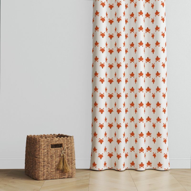 Bacati - Playful Fox Orange/Grey Curtain Panel, 3 of 6