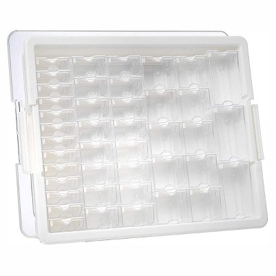 Elizabeth Ward Bead Storage Solutions 45 Piece Stackable Plastic Organizer Tray with 42 Compartments in Assorted Sizes, Labels, and Transparent Lid