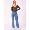 Allegra K Women's Ribbed Square Neck Front Buttons Casual Long Sleeve Body Shapers - 4 of 4