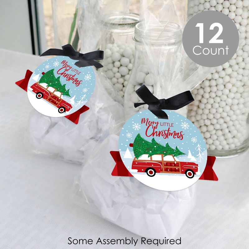 Big Dot of Happiness Merry Little Christmas Tree - Red Car Christmas Party Clear Goodie Favor Bags - Treat Bags With Tags - Set of 12, 2 of 9