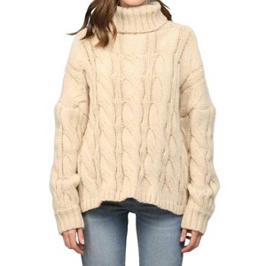 Women's Cable Knit Turtleneck - Fate - 1 of 3