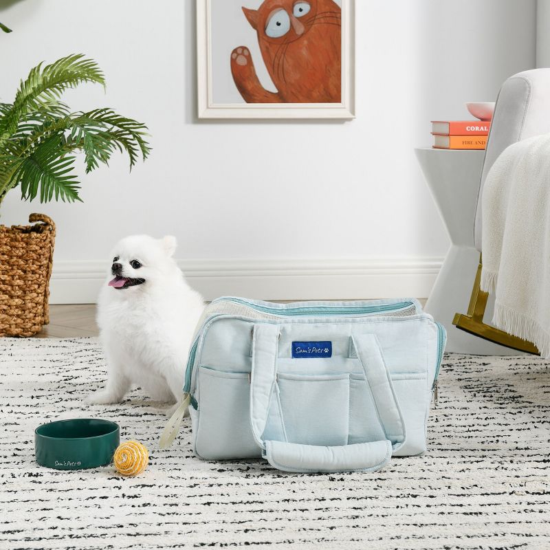 Teddy 14.5'' Dog & Cat Carrier Bag in Light Blue, 1 of 2