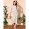 INSPIRE CHIC Women's 2 Piece Summer Floral Short Sleeve Crew Neck and Pleated Irregular Hem Maxi Skirt Sets - 3 of 4