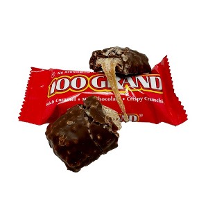 100 Grand Fun Size Candy Bars – Crispy, Chewy, Chocolate-Covered Candy - Available in 1, 2, 3, and 5 Pound Resealable Bags - 1 of 4