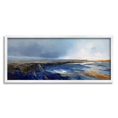 Stupell Industries Panoramic Cloudy Sea Landscape Framed Giclee Art