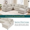 ModernLuxe Oversized U-Shaped Sectional Sofa with Chaise Lounge, 115.3"W Corduroy Sectional Sofa with 3 Throw Pillows, Light Gray/Black - 4 of 4