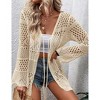 Clearlove Women Knitted Cardigan Lightweight Tie Front Hollow Out Long Sleeves Summer Knit Cover Cardigans - 4 of 4