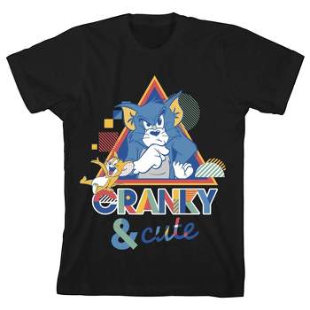 Tom & Jerry Cranky and Cute Black T-shirt Toddler Boy to Youth Boy