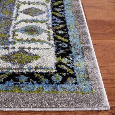 Elegant Gray Square Synthetic Heirloom 4' x 6' Area Rug