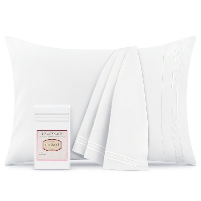 Mellanni 1800 Pillowcase Set 2 pc Set of 2 King Size White