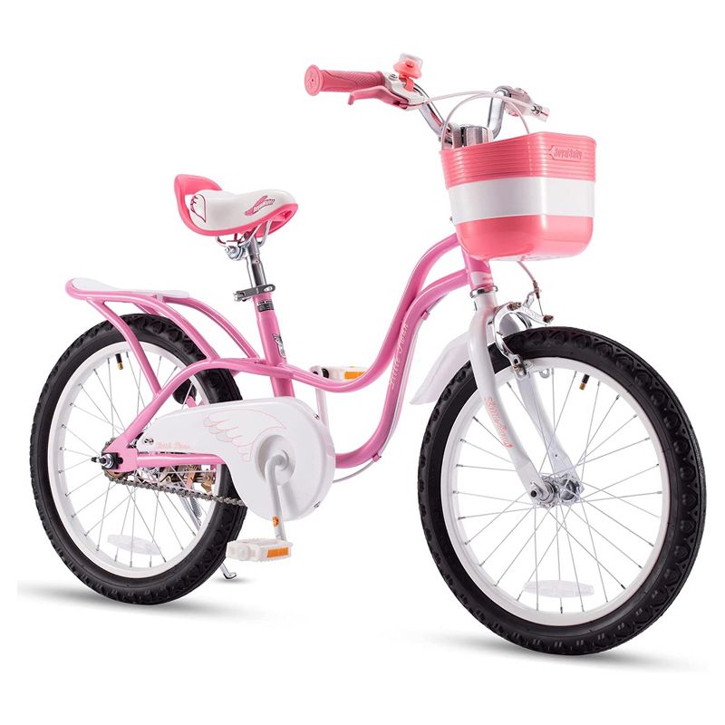 RoyalBaby Little Swan Carbon Steel Kids Bicycle with Dual Hand Brakes, Adjustable Seat, Folding Basket, & Kickstand, for Girls Ages 5 to 9, 1 of 7