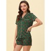 Allegra K Womens Short Sleeve Notch Collar Piped Button Down Sleepwear Polka Dots Pajama Sets - 3 of 4