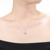 White gold plated necklace with cubic zirconia solitaire and double halo drop pendant offering a luxurious and elegant design - 3 of 3