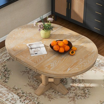 NicBex Dining Table Kitchen Table Farmhouse Extendable Round Dining Table for 4 for Kitchen and Dining Room