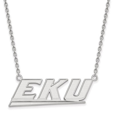 Black Bow Jewelry 14k White Gold Eastern Kentucky Colonels NCAA Necklace 18 Inch