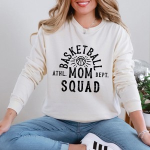 Simply Sage Market Women's Basketball Mom Squad Long Sleeve Garment Dyed Tee - 1 of 4