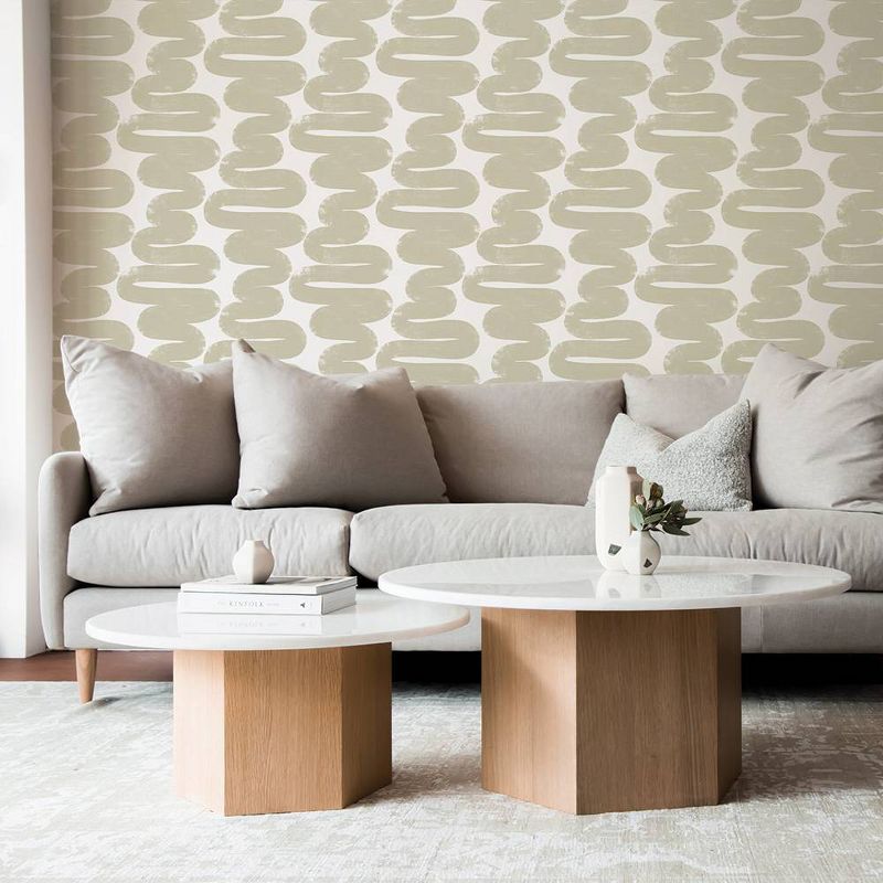 Tempaper Bobby Berk Wiggle Room Sand and White Peel and Stick Wallpaper, 3 of 7
