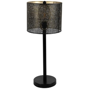Northlight Laser-Cut Iron Table Lamp with Shade - 24.5" - Black and Gold - 1 of 4