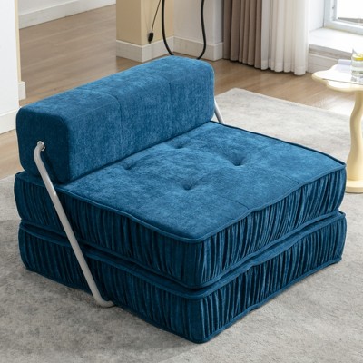 Folding Sofa Bed, 1 Seat Futon Sleeper Convertible Chair Floor Couch with Removable Back Cushion, 4L -ModernLuxe