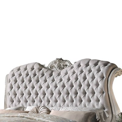 Bone White Tufted Upholstered Queen Bed with Wood Frame