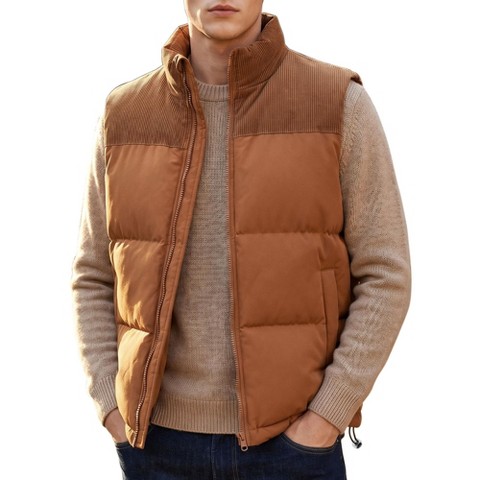 Мужская куртка INSPIRE CHIC Outerwear Sleeveless Winter Puffer Jacket Vest X-Large Brown, цвет: Коричневый