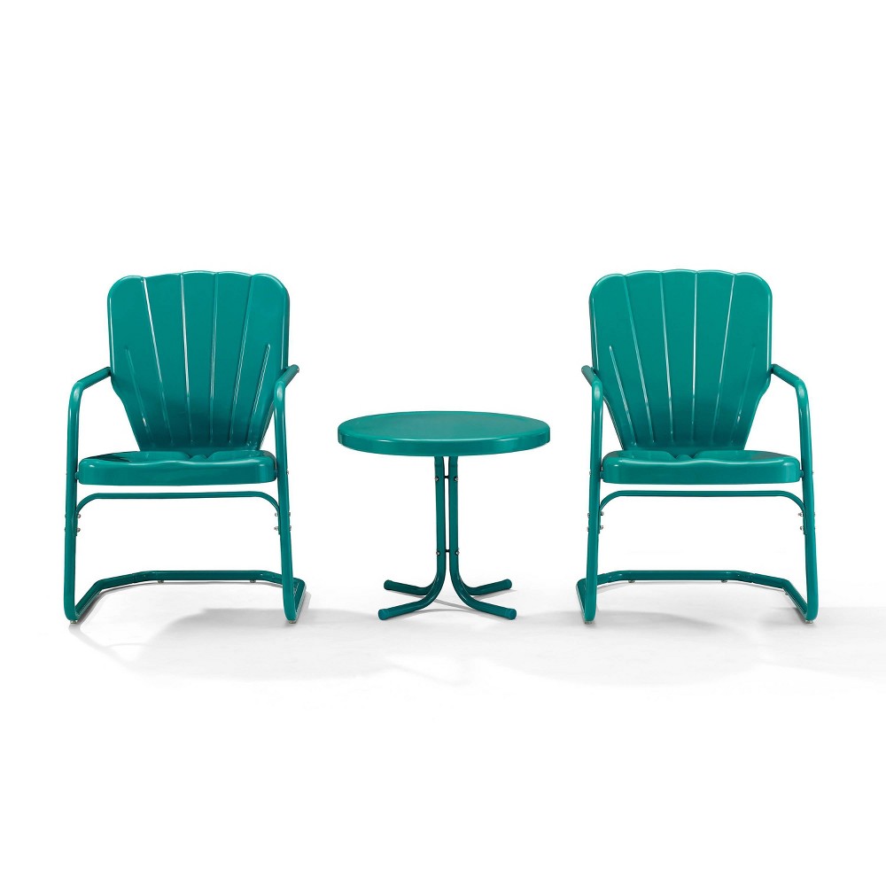 Photos - Garden Furniture Crosley Ridgeland 3pc Outdoor Seating Set - Turquoise - : Vintage-Style Cha 