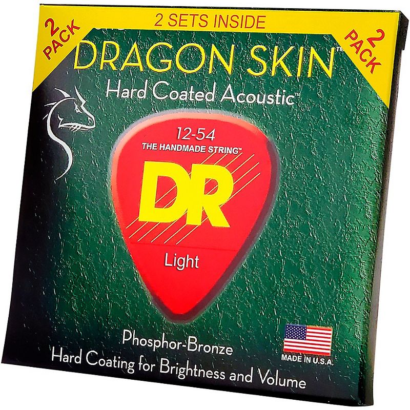 DR Strings Dragon Skin Clear Coated Phosphor Bronze Medium Acoustic Guitar Strings (12-54) 2 Pack, 3 of 4