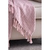 Sapphtopaz 2PCS 50"x60" Decorative Blanket with Pinstripes Four-Season Cozy Cotton Throw Blanket with Tassels for Bed,Blanket for Room - 2 of 4