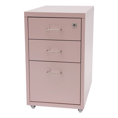 YIYIBYUS 3-Drawer Vertical File Cabinet, Metal Mobile File Cabinet with Lock and Wheels