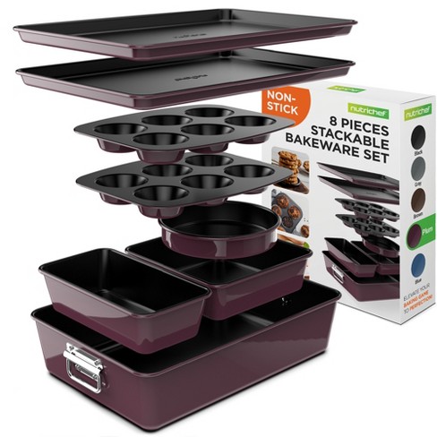 Nutrichef 8pc Non stick Carbon Steel Baking Pans Purple ncbkstk5 Target