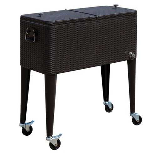 Wicker cooler hot sale on wheels