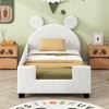 Teddy Fleece Twin Size Upholstered Daybed with Carton Ears Shaped Headboard Pine Wood MDF Platform Bed for Girls Boys Bear Ears - 2 of 4