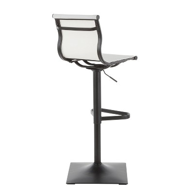 Mirage 47'' Adjustable Swivel Barstool in Black Metal and White Mesh
